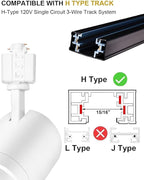 Zoomable 30W LED Track Lighting Heads,2700K-6500K Stepless Dimming H Type Dimmable Rail Ceiling Track Lights Fixtures,3000LM,Flicker Free 15°to 60°CRI90,White 6 Pack