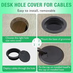 2 Pcs Desk Grommet 2-3/8" / 60 mm, Desk Cord Hole Cover, Cable Grommet ABS Plastic, Desk Hole Grommet for Home & Office Pc, Detachable Adjustable Cable Cord Organizer-Reddish Brown