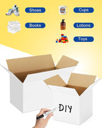 Assorted-Sizes-Shipping-Boxes-45-Pack: 5x5x5 & 6x6x6 & 8x6x6 Small-Shipping-Boxes-Mailers, White Corrugated-Cardboard-Boxes-for-Packing-Small-Business Mailing