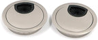 Quluxe Cable Hole Cover, 2-3/8" Zinc Alloy Desk Grommet for Wire Organizer- Brushed Silver (Pack of 2)