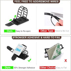 Adhesive Cable Management Clips, 100Pcs Adjustable Nylon Cable Strap Ties Wire Clips Clamps Organizer with Strong Adhesive Tape, Extra Screw & Hole for Strong Fixation Home Office - 3.35 Inch Black