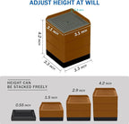 Bed Furniture Risers 4 Inch, Heavy Duty Furniture Elevator in Heights of 1.5, 3 or 4 Inch， Square Raising Blocks for Bed, Couch, Desk, Sofa, Tables,Support Up to 1,300 Lbs (4 Pack-Brown)