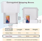 MEBRUDY 12x9x3 Shipping Boxes, 20 Pack White Literature Mailer Corrugated Cardboard Box for Small Business Mailing Packaging