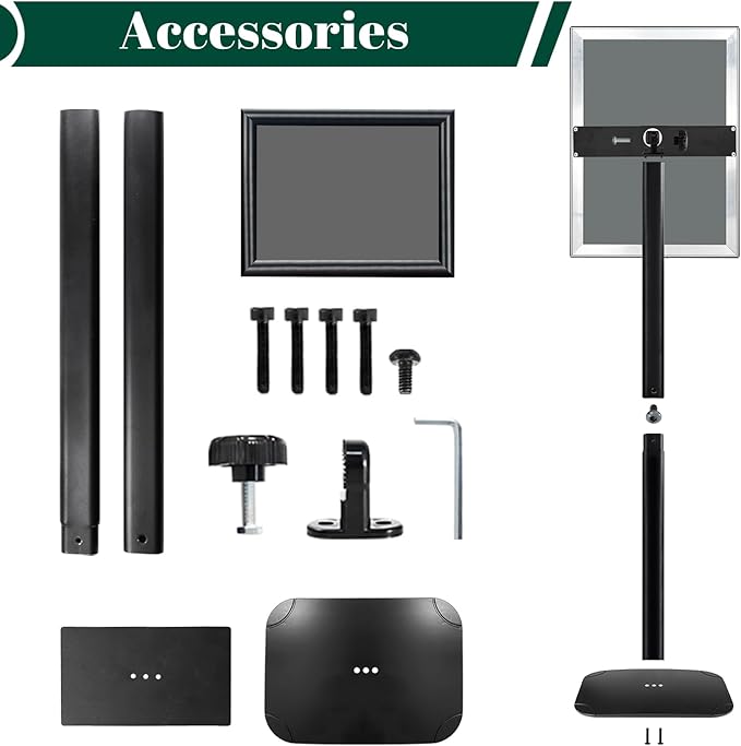 3Pcs Heavy Duty Pedestal Sign Holder for Display, 11 x 17 inches Adjustable Floor Standing Sign Holder with Weighted Base , Sign Stand for Indoor/Outdoor Advertising，Black
