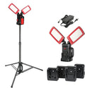 12000LM 85W Corded and Cordless LED Work Light with Tripod, Compatible with MILWAUKEE DEWALT MAKITA 18-21V Battery, Dual-Head Adjustable Jobsite Light, Flicker-Free for Auto Repair Electrical