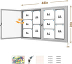 Mifuro 48"x30" Enclosed Bulletin Board, Outdoor Lockable Weather-Resistant Aluminum Cork Noticeboard for School & Office, Silver Frame w/Grey Flet