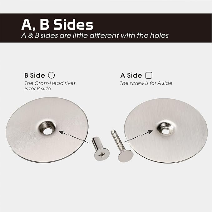 Door Hole Cover Plate, 2-5/8" Diameter Solid Steel, Hole Filler Plate (2, Satin Nickel)
