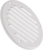 Vent Systems - 4 Inch (Inner) White Metal Round Soffit Air Vent Grille Cover, Register air Vent Deflector, Louver - Built-in Mesh - HVAC for Bathroom, Home Office, Kitchen 5 Inch (Outer)