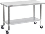 DuraSteel 30x60 NSF Stainless Steel Cart - Heavy Duty Food Prep Table with Undershelf - Rolling Kitchen Island on Wheels for Commercial Restaurant Kitchen, Garage, Outdoor Cooking, BBQ Grill, Counter