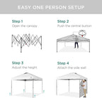 Best Choice Products 10x10ft Easy Pop Up Canopy w/Side Wall, 10 Pockets, Portable Carrying Case, 1-Button Setup, 4 Weight Bags - White