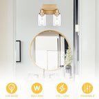 2-Light Track Lighting Fixtures Gold Finish, Multi-Directional Rotating Ceiling Tracking Lights with Clear Glass, Modern Bathroom Wall Vanity Lights Track Lighting Kits for Kitchen Accent Shop