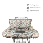 Shopping Cart Cover for Baby, 2 in 1 High Chair Cover for Restaurant seat & Grocery Cart Cover for Babies, Thick Padded with Clear Phone Pouch, Machine Washable, Leaves