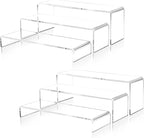 2 Set Large Acrylic Clear Display Risers, 3 Sizes 12" Rectangular Showcase Collectibles Display Shelf, 5mm Thick Desktop Display Stand Holder for Figures, Jewelry, Perfume, Toys