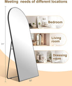 71"x32"Floor Mirror Full Length,Arched Full Length Mirror with Stand,Full Body Mirror,Hanging or Large Leaning for Bedroom Living Room Black