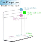 Shelf Dividers for Closet Organization - 10" Tall x 12" Deep Acrylic Closet Dividers for Shelves - Clear Free-Standing Shelf Separators for Clothes Sweater Purse