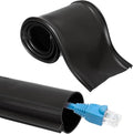 MECCANIXITY 3.3ft Cable Management Sleeve, 2 Inch ID Flexible Cord Wires Hider Cover Insulation Snap-fit Protector for Substation, High-Voltage Electrical Networks, Black