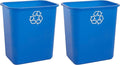 United Solutions 7 Gallon / 28 Quart Space Saving Recycling Bin, Fits Under Desk and Small, Narrow Spaces in Commercial, Kitchen, Home Office, and Dorm, Easy to Clean, (Pack of 2), Recycle Blue