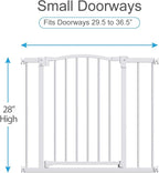 Great Gates Pet Gate - Durable Steel Gate for Stairs - Self-Closing Door & 2-Step Child Proof Lock - Wall-Friendly Dog Gates for Doorways (Fits Most) - 29.8"- 36.4", 28” Tall