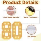 imprsv 4FT Light Up Numbers, Marquee Numbers 80th Birthday Decorations for Women Men, Large Light Up Numbers 80th Birthday Women Foam Board Anniversary Party Decorations Arch Kit (DIY)