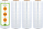 PSBM 128 Rolls 12 Inch x 2000 Feet 60 Gauge Stretch Film/Wrap, Heavy Duty Industrial Strength Clear Shrink Plastic Wrap for Moving, Packing, Shipping, Pallet Wrapping & Storage