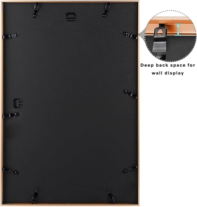 Frametory, 16x24 Metal Picture Frame with Mat for 12x18 Picture & Real Glass, Aluminum Photo Frame Collection (Rose Gold, 1 Pack)