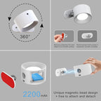 3Pack Battery Operated Wall Sconce, 3 Color Modes 3 Brightness Levels 360°Rotation Lighting Timer Touch & Remote Control, Wall Mounted Lamp LED Wall Lights for Bedroom Reading Bedside (White)