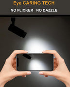 Zoomable LED Track Lighting Heads,2700K-6500K Stepless Dimming H Type Dimmable Rail Ceiling Track Lights Fixtures for Kitchen,Flicker Free 15° to 60° CRI90 12W 1200LM,Black 10 Pack