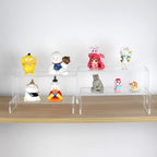 ELEGANTLIFE Acrylic Display Riser,4.3mm Heavy Duty Crystal Display Stand Shelf Layered Aesthetic, Jewelry Display Shelf Risers for Décor,4 Pack Set Multi-color (Clear)