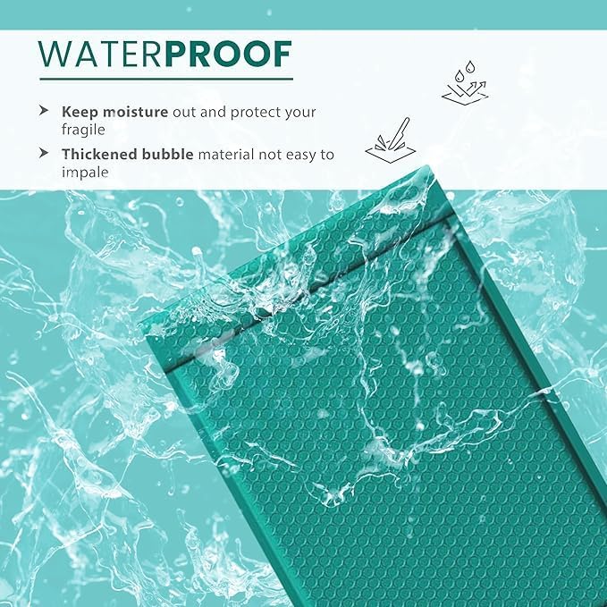 Green 10x13 Inch Poly Bubble Mailers |Self Seal Padded Envelopes for Thick books | Air Cushioned Bubble Mailer | Usable Size 9.5x13 Inch | Waterproof Lightweight Mailing Shipping Bags | 100 Pack Bulk