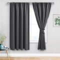 JIUZHEN Blackout Curtains for Bedroom - Thermal Insulated Room Darkening Noise Reducing, 52 x 63 Inch Length Curtains for Living Room, Set of 2 Panels with Tiebacks, Dark Grey