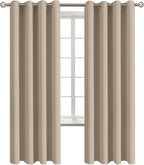 BGment Blackout Curtains - Grommet Thermal Insulated Room Darkening Bedroom and Living Room Curtains, Set of 2 Panels (55 x 69 Inch, Sand)