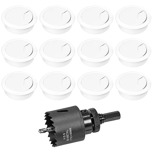 2" Spring Desk Grommet, JTemgle Plastic Cable Hole Cover with Hole Saw Computer Table Cord Wire Organizer Caps Desktop Cord Management for Home Office TV Stands Tabletops - White, 13 Pcs
