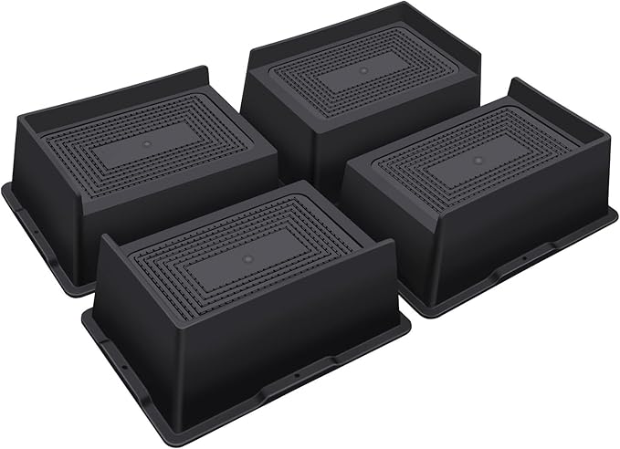 Bed Risers 3 Inch Heavy Duty,Oversized Couch Risers, Extra Wide Furniture Risers for Sofa Table Desk Headboard Chair Lifting,Rectangle Risering Blocks Support 6000 lbs(4 Pack Black)