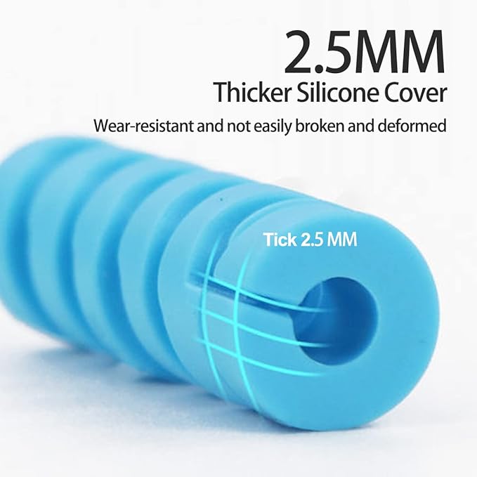 30 Pack Charger Cable Saver, Silicone Flexible Cord Protector, Mouse Cable Wire Protector Compatible for iPhone, iPad, iPod, MacBook (Black, Pink, Grey, Yellow, Blue, Green)