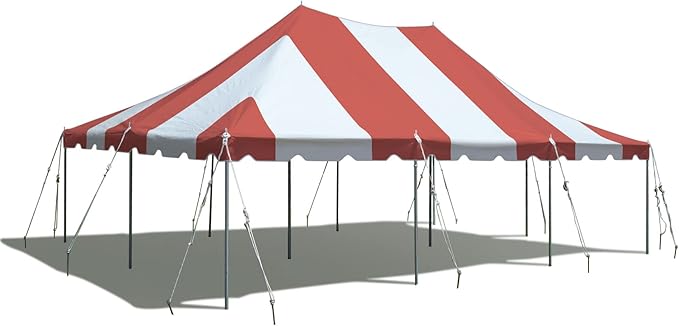TentandTable 20' x 30' Premium Canopy Tent, Red/White, Outdoor Pole Tent, 60-120 Person Capacity for Parties, Weddings, Events, Commercial and Residential Use, Large Heavy Duty Vinyl Canopy Tents