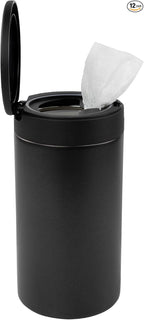 Spectrum Disinfecting Wipes Container with Push Button Lid - Refillable Dispenser for Bathroom, Kitchen, Countertop, & Home - Stainless Steel & Rust-Resistant Disinfectant Wipes Holder (Pack of 12)