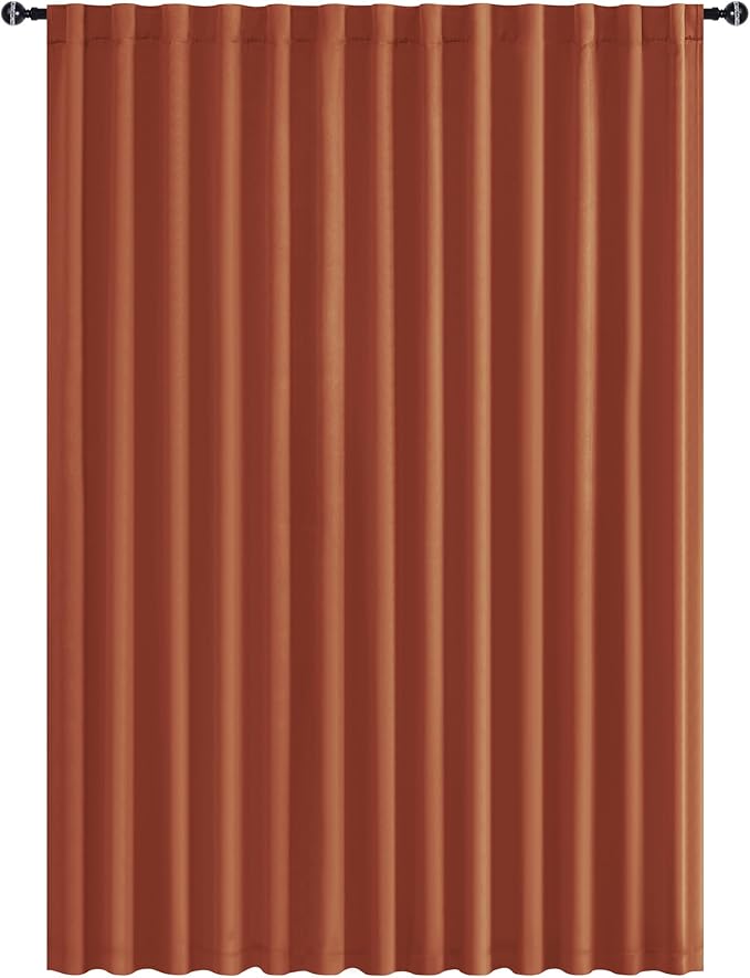 Hiasan Fall Blackout Patio Sliding Door Curtain Extra Wide Thermal Insulated Privacy Room Divider Curtain with Back Tab & Rod Pocket for Bedroom Partition Glass Door (100 x 84 Inches, Burnt Ochre)