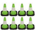 8 Pack 12 Inch Green PVC Traffic Cones Black Base Stable Durable, Sport Training Soccer Practice Kids Activities Markers Indoor Outdoor Use (8, Green, 12 Inch)