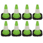 8 Pack 12 Inch Green PVC Traffic Cones Black Base Stable Durable, Sport Training Soccer Practice Kids Activities Markers Indoor Outdoor Use (8, Green, 12 Inch)