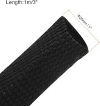 MECCANIXITY Braided Cable Sleeves Heat Shrinkable Fabric Sleeving, 1" 3ft Black 2:1 Ratio Heat Shrinkable Cord Protector for Harness Cable, Network Cable Protection, Cable Management