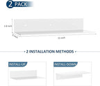 2 Pack White Acrylic Floating Shelves 15 Inches, Wall Hanging Bathroom Shelves, Wall Storage Shelf for Kitchen, Dining Room, Living Room, Bedroom, Bathroom, Retail, Supermarket
