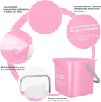 Yaomiao 4 Pcs Cleaning Bucket 3 Quart Small Sanitizing Square Bucket Detergent Pail with Measurements Spout and Handle for Home Commercial Use Restaurant Kitchen Office (Pink)