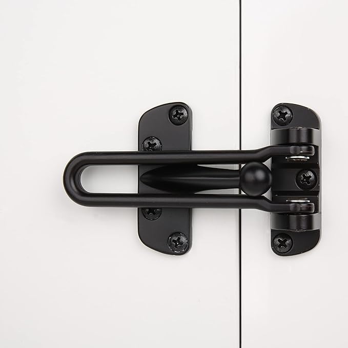 HASWARE Home Security Door Lock Swing Bar,Black Alloy Anti-Theft Door Guard Latch for Front and Inside Door, Safety Childproof Reinforcement Door Stopper (Black)