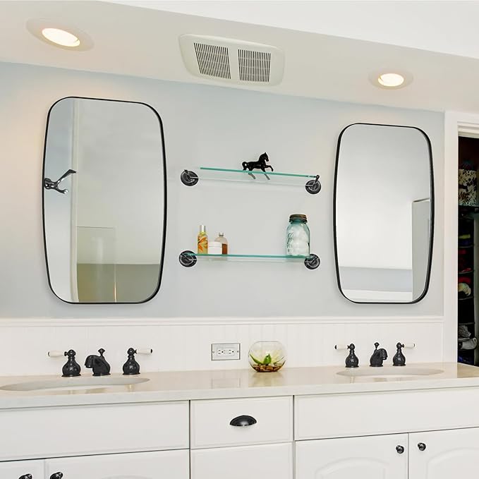 ANDY STAR 24x40” Black Bathroom Mirror, Oblong Vanity Mirror with Stainless Steel Metal Frame, Matte Black Oval Mirror for Over Sink, Modern Anti Rust Wall Mounted