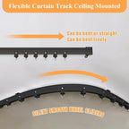 Room Divider Curtains with Flexible Ceiling Tracks Set,Blackout Curtain Ceiling Mount Curtain Track Privacy Room Dividers Ceiling Track Curtain Rod(White Drape & Black Rail W 10 × H 9 FT)