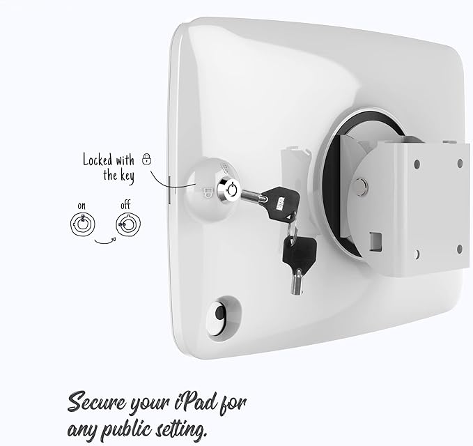 Tablet Wall Mount Compatible with 10.2 inch iPad 7th 8th 9th Gen Lockable Tiltable Anti Theft Security Adjustable