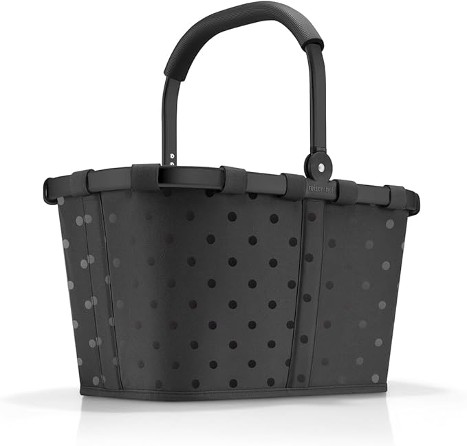 reisenthel carrybag glossy dots black - Sturdy shopping basket with plenty of storage space and practical inner pocket - Elegant and water-repellent design
