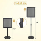HUAZI Sign Stand Holder 6PACK Floor Sign Holder with Base for 8.5x11 inches,Both Vertical & Horizontal View Displayed,Snap-Open Frame with Safety Corner for School Church,Black