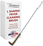 Deep Fryer Cleaning Brush – L-Shaped High-Temp Commercial Kitchen Tool - Heavy Duty Brass Bristles - Heat Resistant to 750F for Food Debris - Deep Fryer Cleaner - Made in USA by FryOilSaver Co. B53C