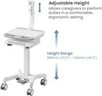 Mount Plus MB-C12 Mobile Height Adjustable Medical Workstation Cart with Retractable Keyboard, Mouse Tray, Large Tabletop (19.7" x19.3), Swivel Locking Casters for Hospitals, Dental and Clinic